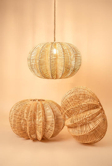 Rattan pendant lamps