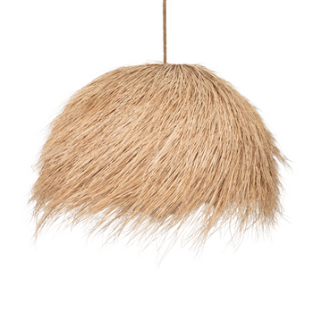 Éclairage boho fait à la main avec de la fibre de palmier durable