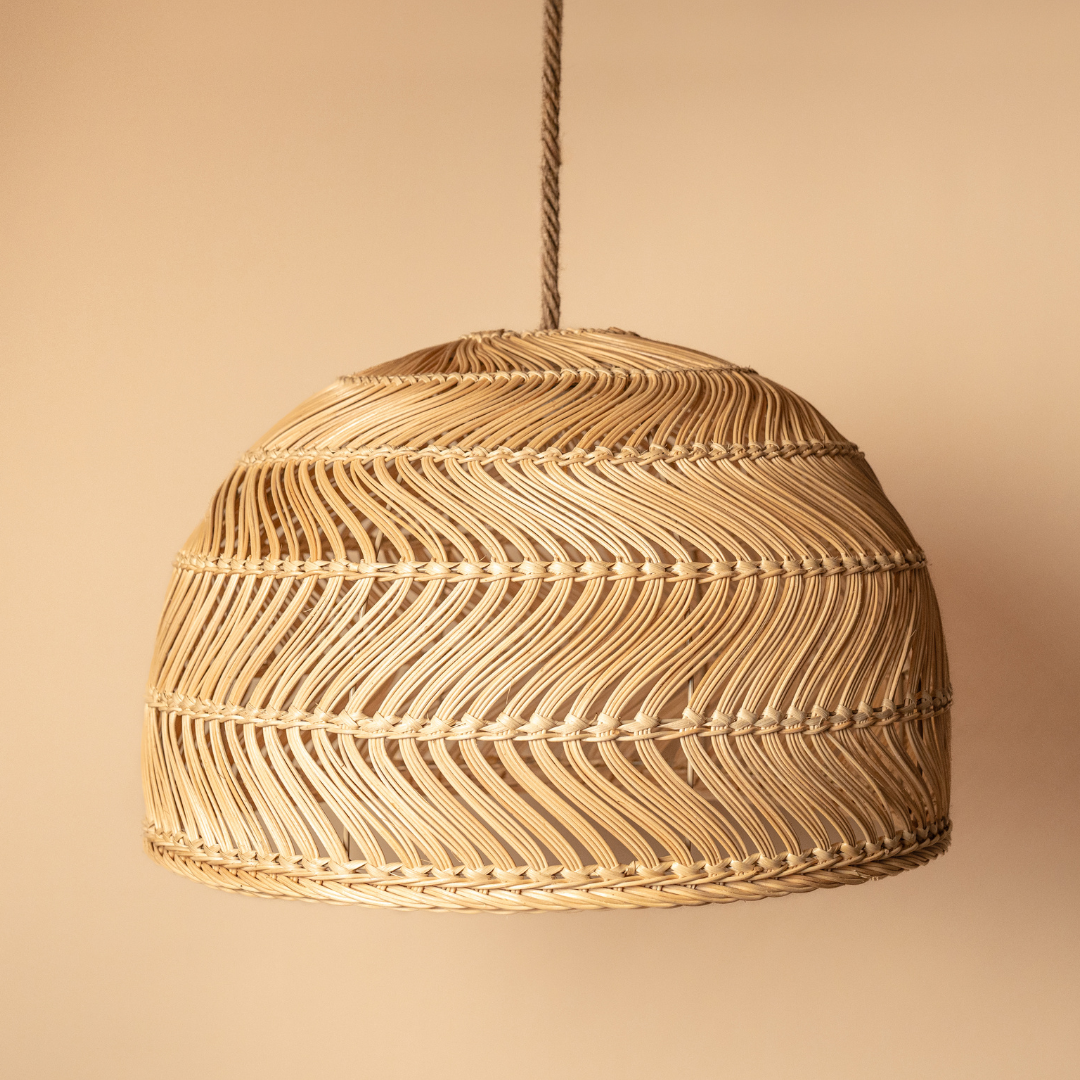 Rattan pendant lamp round