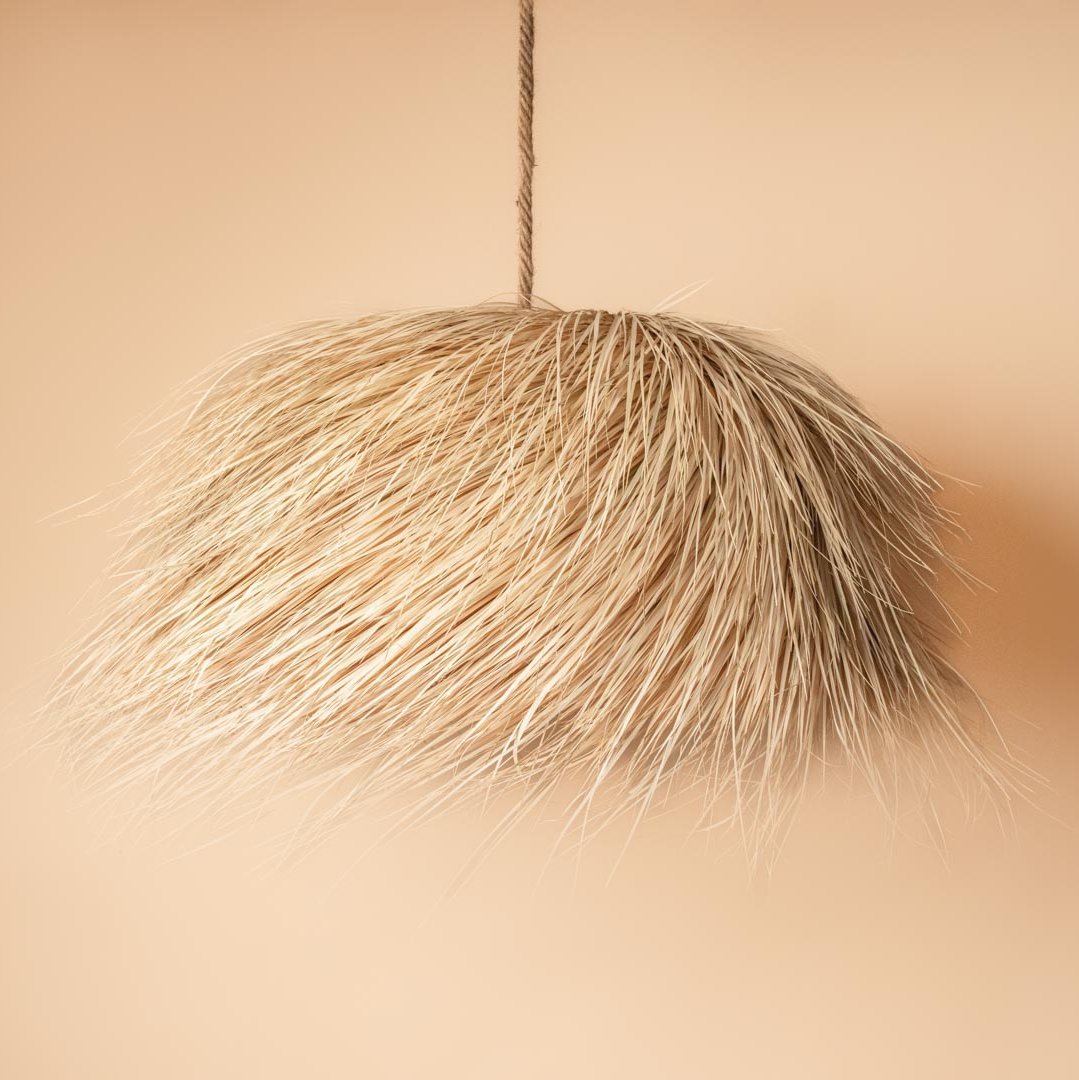 Handcrafted palm fiber pendant lamp